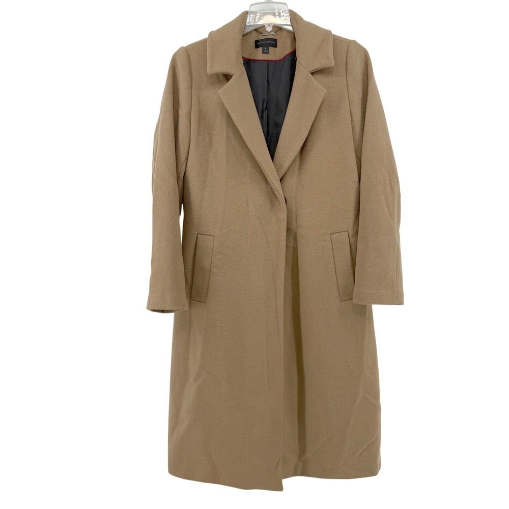 Worthington Womens Camel Wool Blend Warm Winter Long Trench Coat  Size Large